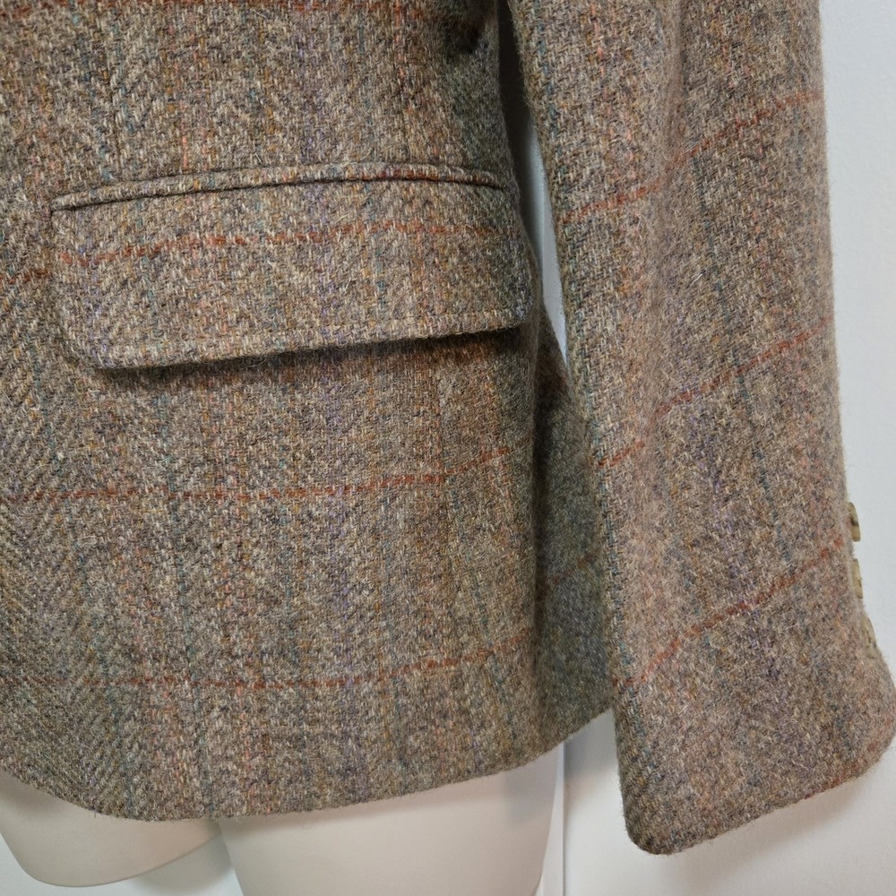 Vintage L.L. Bean Beige Wool Tweed Blazer Tailored Preppy Jacket Made in USA - Picture 4 of 9